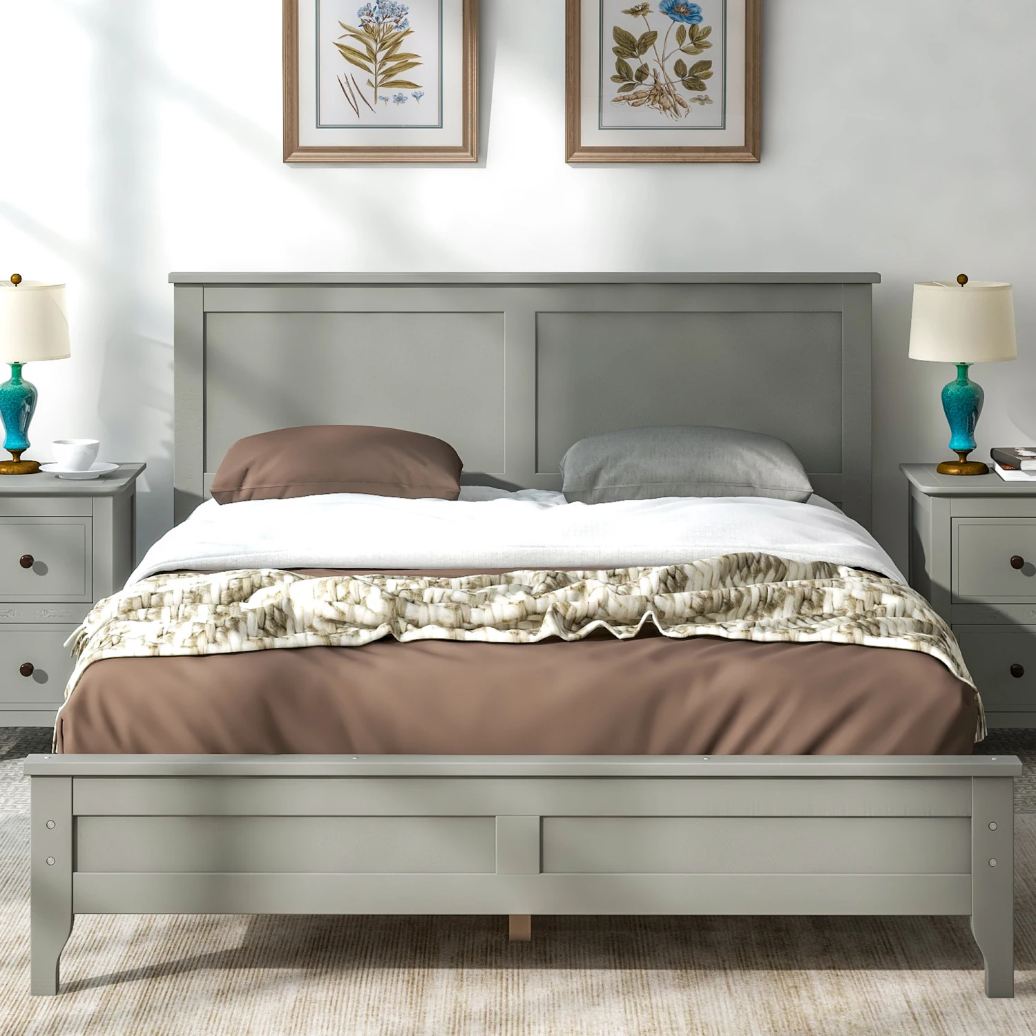 

Modern Gray Solid Wood Full Platform Bed(old sku WF283524AAE)