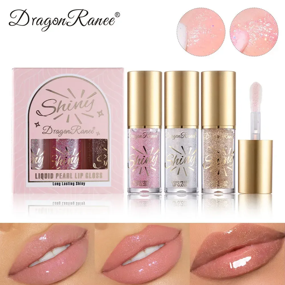 Mirror Pearl Lipgloss-Set, feuchtigkeitsspendende Lippenöl-Glasur mit fein schimmerndem Glitzer für eine glatte, glänzende K-Beauty-Lippenpflege