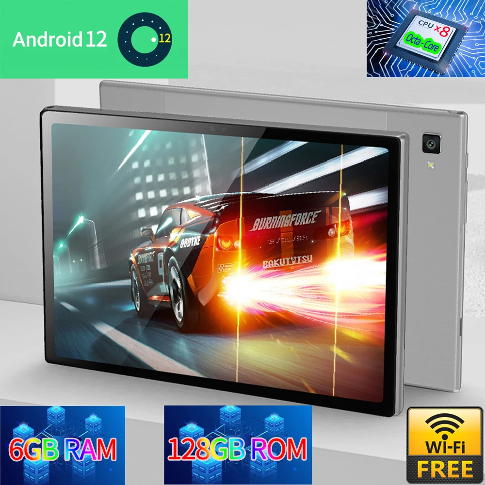 Tablet BDF 10.1 Cal 800*1280 IPS ekran okta 8 rdzeniowy 6GB RAM 128GB ROM tablety 2.4G/5G Wifi Android 12 karty Sim Tablet PC