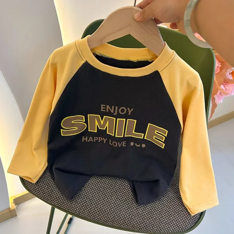 Children Spring Bottoming Shirt Crewneck Long Sleeve T-shirt Fashion New Kids Clothing Boy Girl Base Shirt Blouse