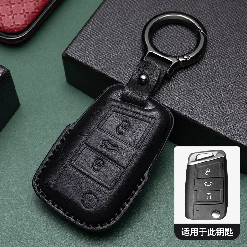 for Volkswagen CC Sagitar Bora Polo Lamando Golf Lavida Magotan Passat Car Key Cover Genuine Cowhide Leather Key Case view 3