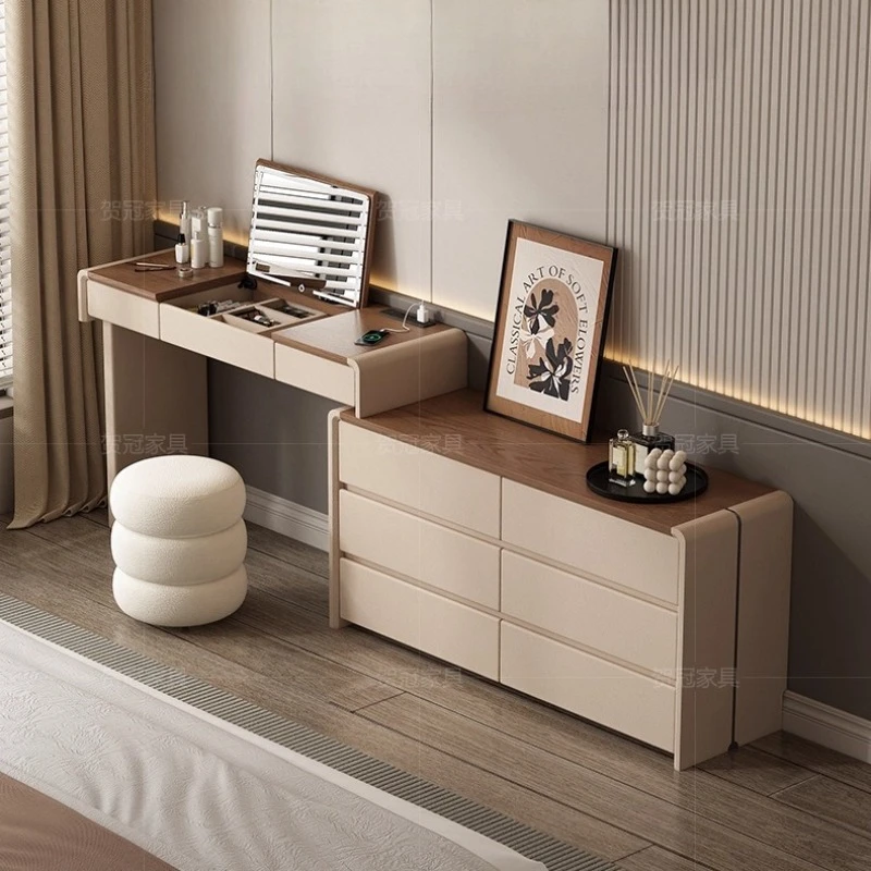 

with mirror vanity Floor makeup desk 6 drawers Cabinet Storage wooden stool dressing table home schminktisch bedroom furniture