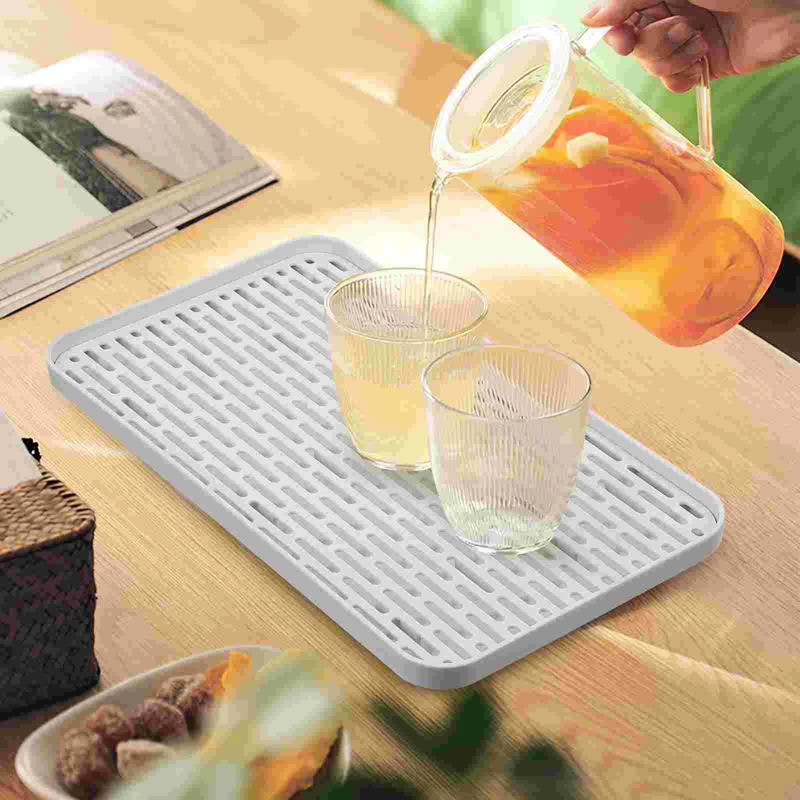 2 Pcs Counter Tray Drain Basket Draining Mat Kitchen Drainer Multifunctional Drainage Plastic for Dish Drying Pad