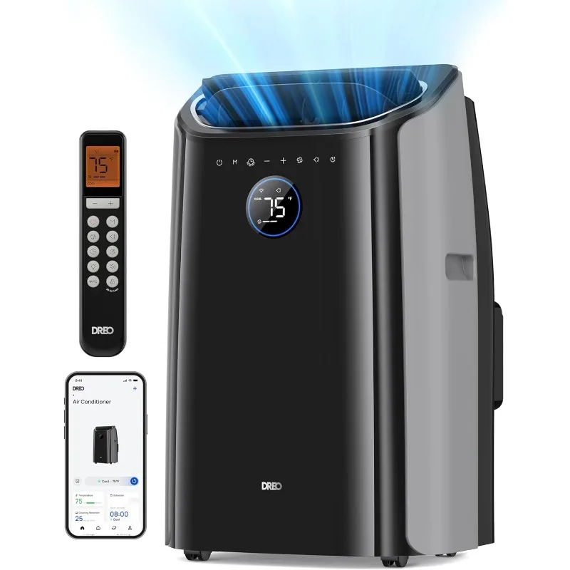 Dreo Portable Air Conditioners, 12,000 BTU Air Conditioner for Bedroom with Drainage-free Cooling, 46dB Quiet, APP/Voice/Remote