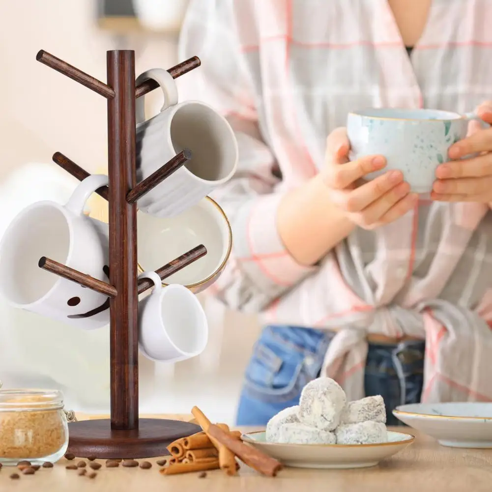 

Water Cup Holder Detachable Coffee Mug Holder With 6 Hooks Space-Saving Cup Organizer For Home Kitchen