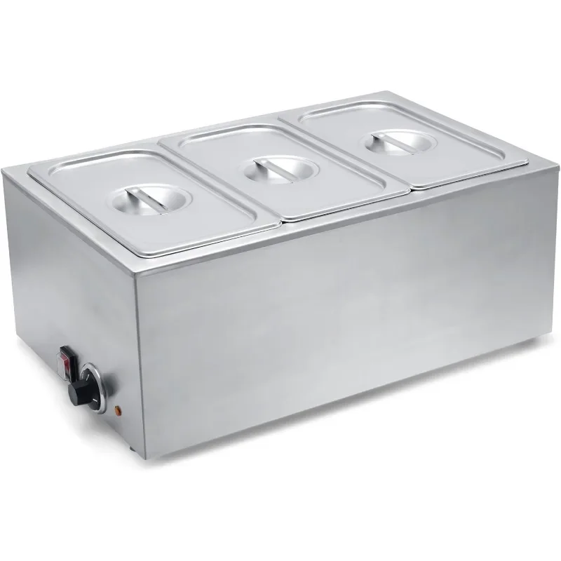 SYBO Commercial Grade Stainless Steel Bain Marie Buffet Food Warmer Steam Table for Catering and Restaurants (3 Sections)