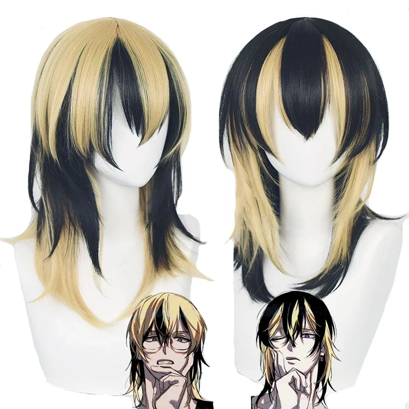 Anime Tokyo Revengers Haitani ran Haitani Rindo cosplay wig black Golden synthetic hair heat resistant pelucas wig cap bs9565