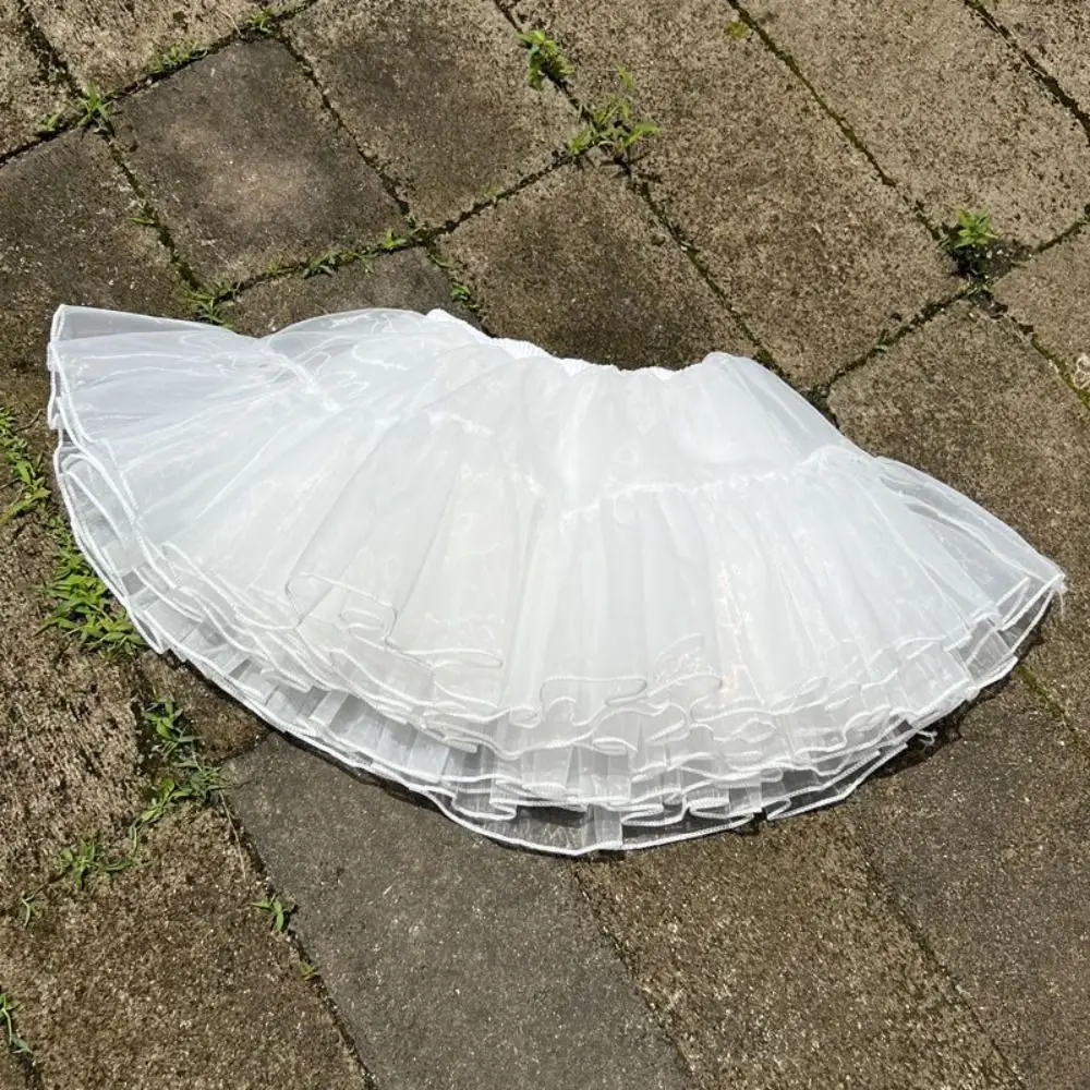 Lolita Boneless Puffy Skirt Fluffy Soft Yarn Dress White Petticoat 4 Layer Crinolinas Cosplay Accessory Bottoms Skirt Support image 4
