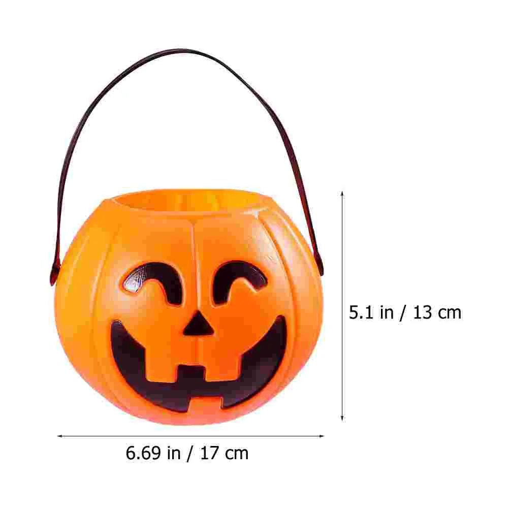 3 Pcs Pumpkin Bucket Candy Lantern Trick or Treat Evil Halloween Decor Holders Pail Stand Portable