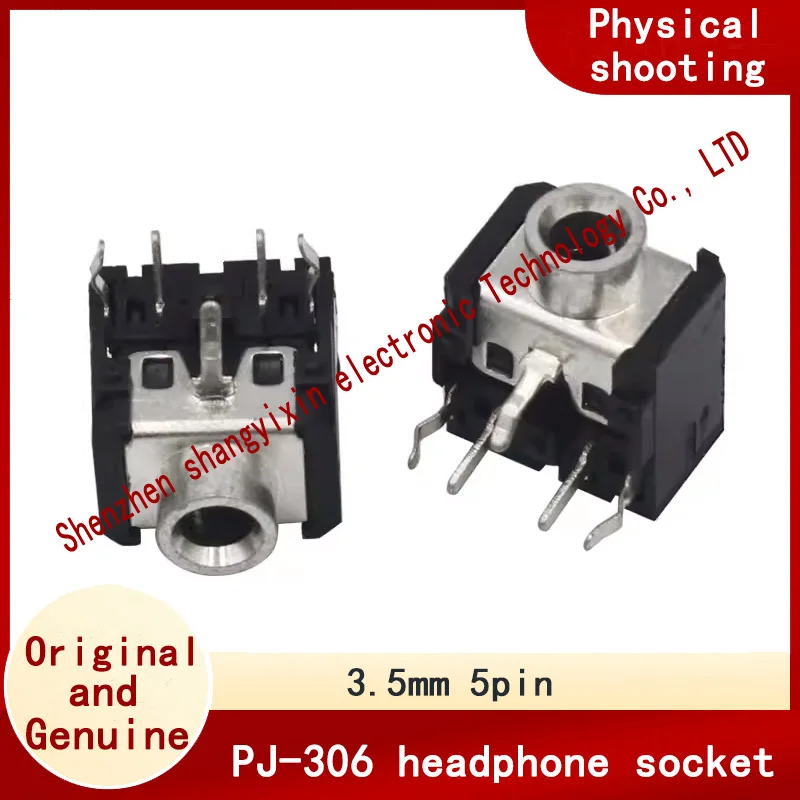 PJ-306 Power socket 3.5 Earphone 5-pin pin 2 Fixed feet with 3.5mm socket female base