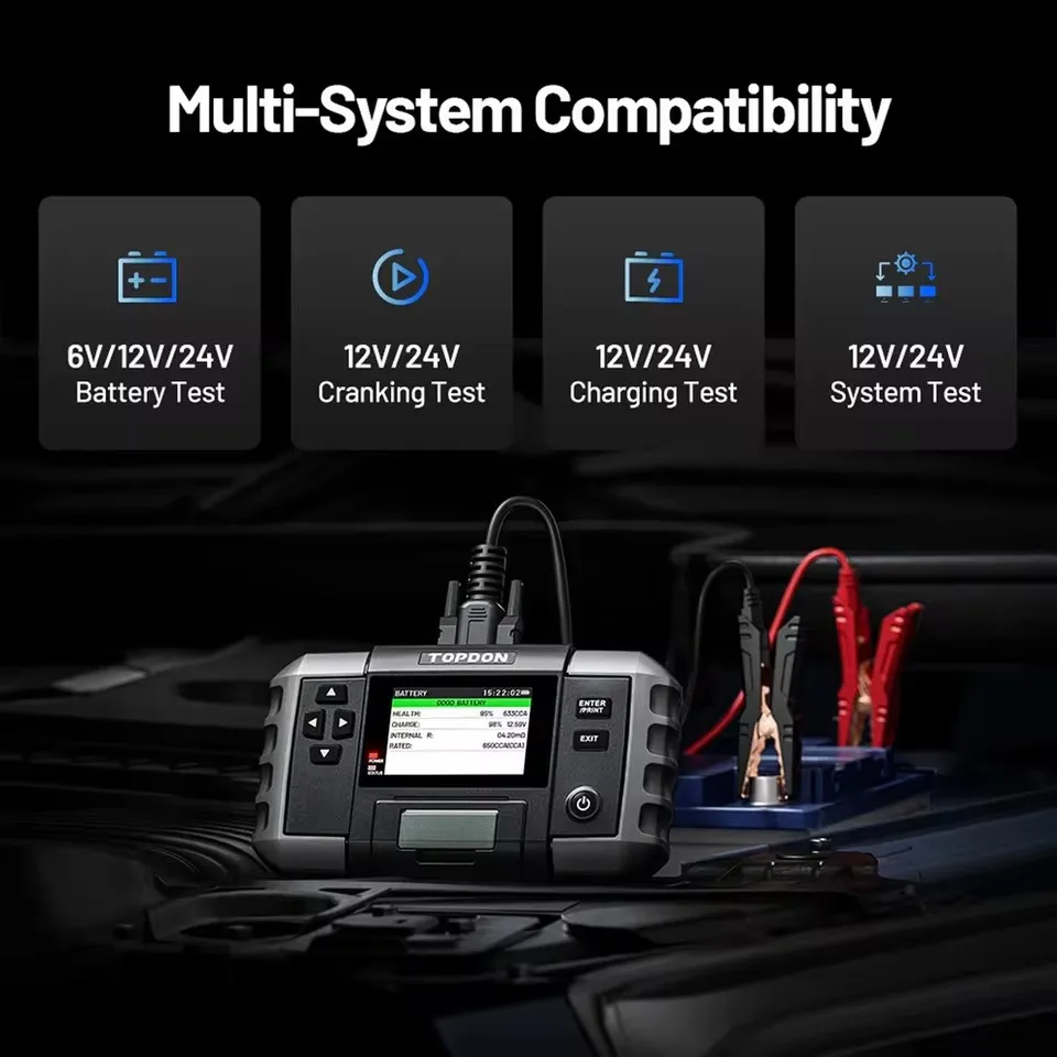 Picture 3: 2026 NEW TOPDON BT600 Plus Car Automotive Battery Tester 6V/12V/24V Battery System Analyzer 2-in-1 Battery & Resistance Tester