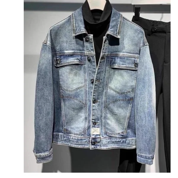 Fashion Men's Denim Jacket 2026 Spring New Versatile Slim Fit Old Washed Jacket Men's Trend