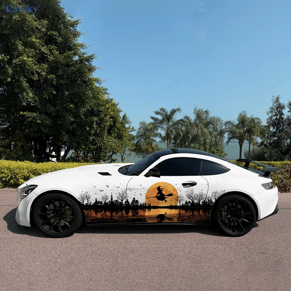 

Виниловая наклейка «Летающая ведьма», озеро, Луна, автомобиль, самоклеящаяся наклейка из ПВХ, подходит для грузовиков, внедорожников, украшения, автоаксессуары, подарок