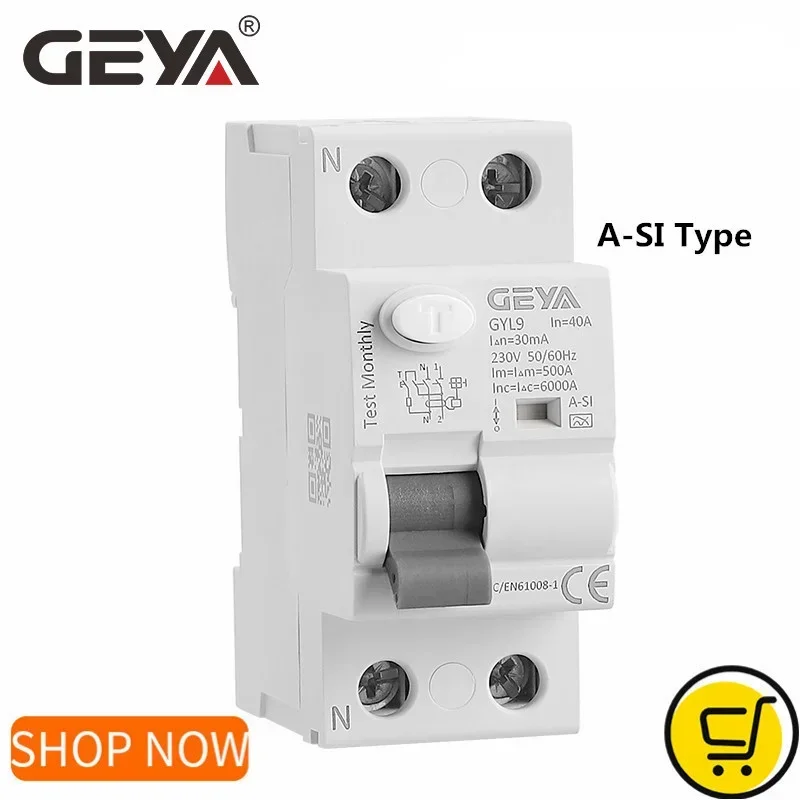 

GEYA GYL9 A-SI Type Time Delayed RCD RCCB ELCB Electromagnetic Circuit Breaker 2P 4P 40A 63A 30mA Type A-SI Super Immunised