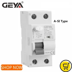 GEYA GYL9 A-SI Type Time Delayed RCD RCCB ELCB Electromagnetic Circuit Breaker 2P 4P 40A 63A 30mA Type A-SI Super Immunised