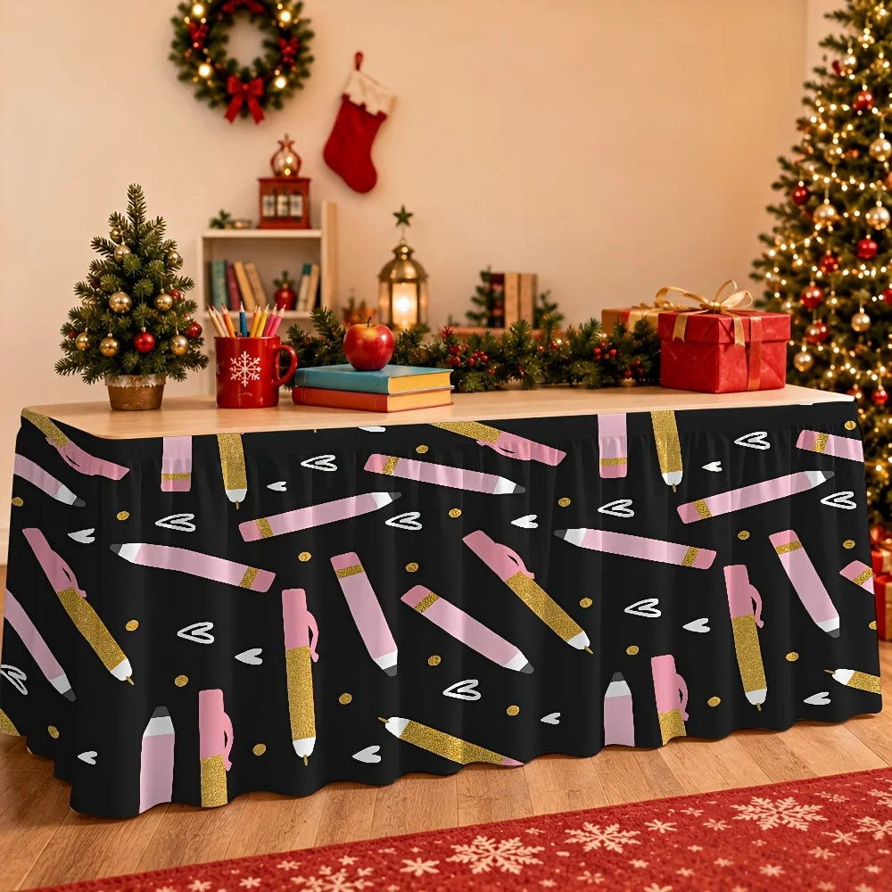 One colorful pencil pattern tablecloth, suitable for party events, kitchen and restaurant decorationxzj