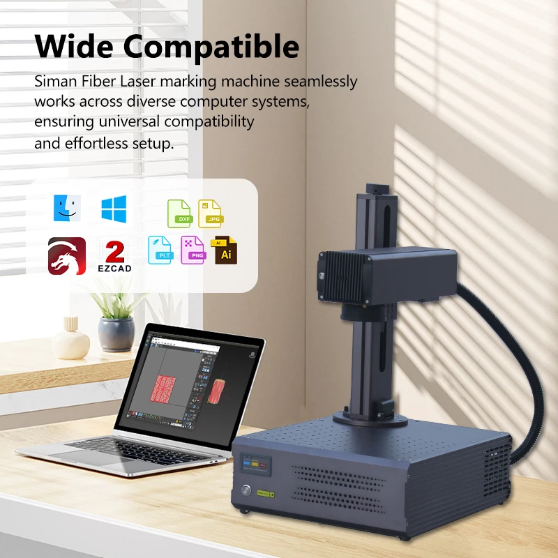 Compact 60W  M7 Fiber Laser Marking Machine for Gold Jewelry Programmable with Autofocus Supports DXF PLT BMP Formats