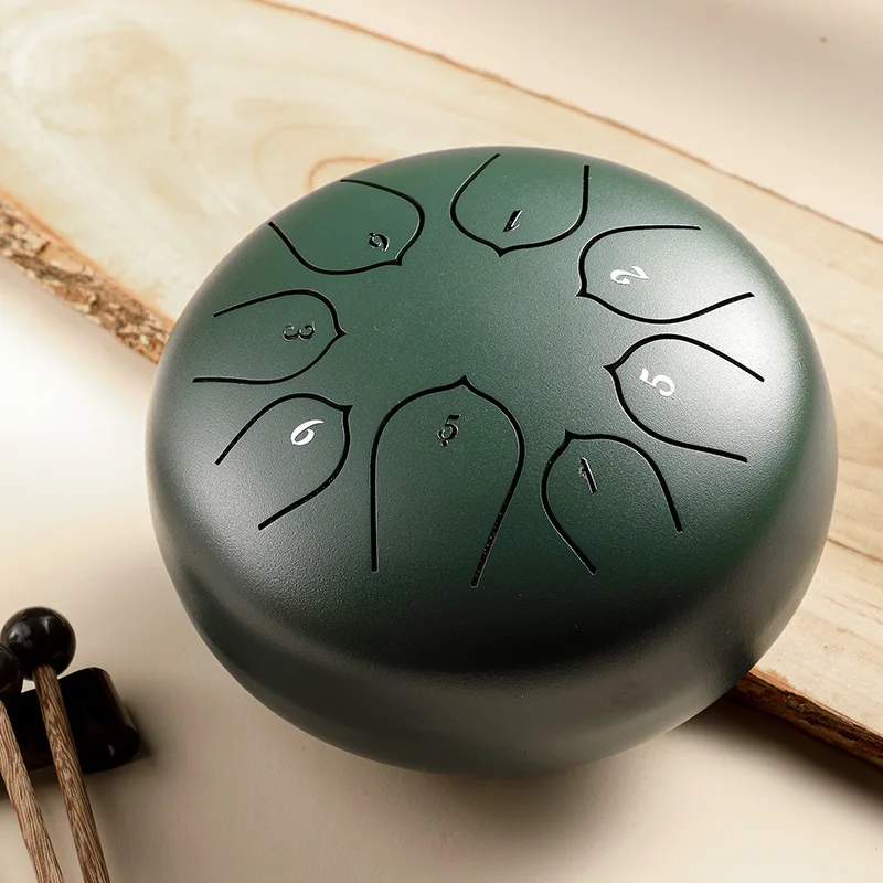 HLURU 6 Inch 8 Notes Steel Tongue Drum Glucophone Music Drum C Tone Ethereal Drum  Yoga Meditation Percussion Instrument