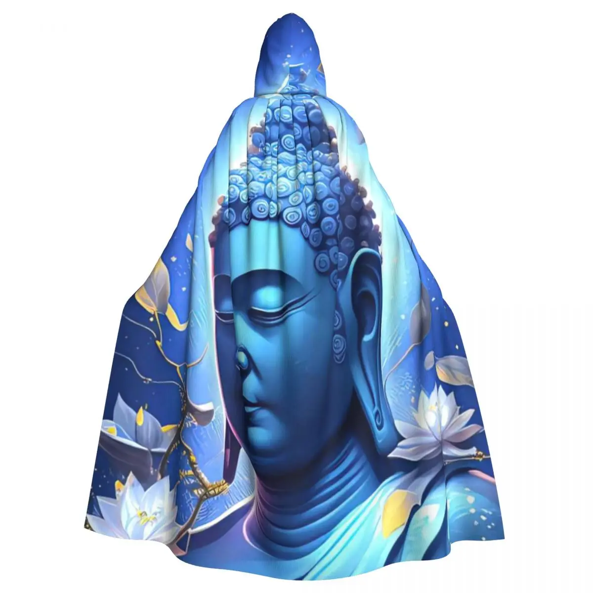 Buddha Art Drawing Hooded Cloak Halloween Party Cosplay Woman Men Adult Long Witchcraft Robe Hood