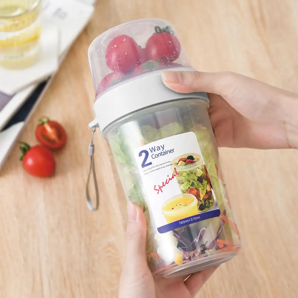 Double Layer Portable Food Storage Box Leakproof Salad Yogurt Cup For Baby Supplemental Food Travel School Office Snack Holder