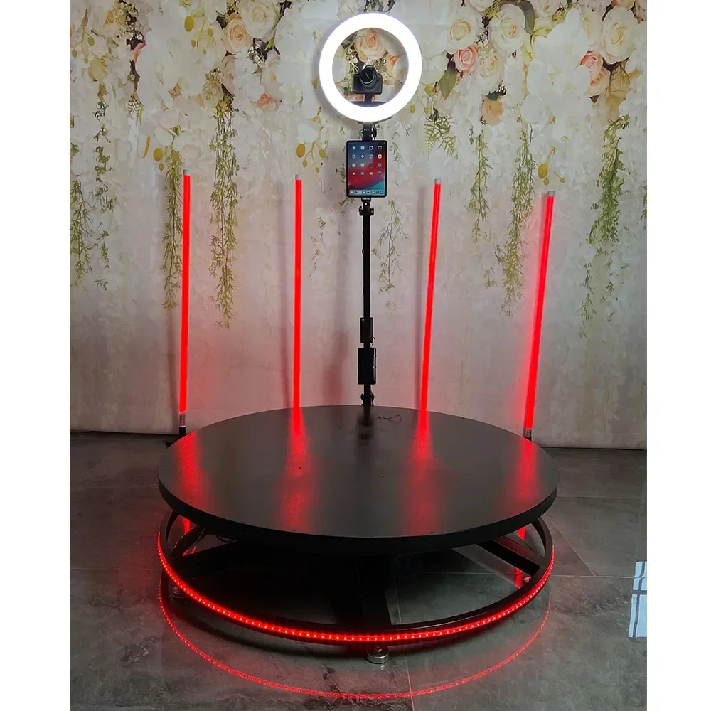 2026 Round 360 Degree Party Video Camera Photo Booth Logo Automatic Spin 360 Photo Booth Photobooth With Led Lights