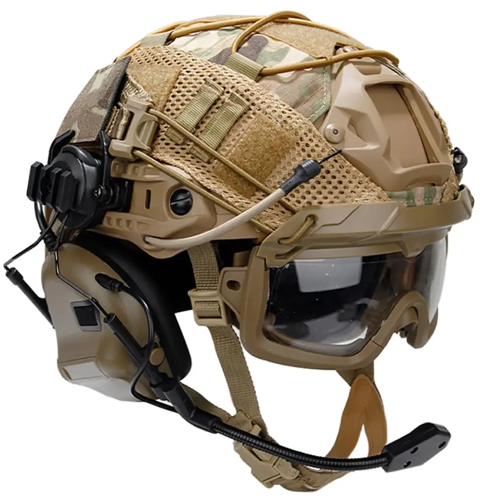 Tactische snelle helmset Verstelbare Airsoft-helm met headsetbril Batterijzakje NVG-model L4G24 voor CS Jacht Paintball