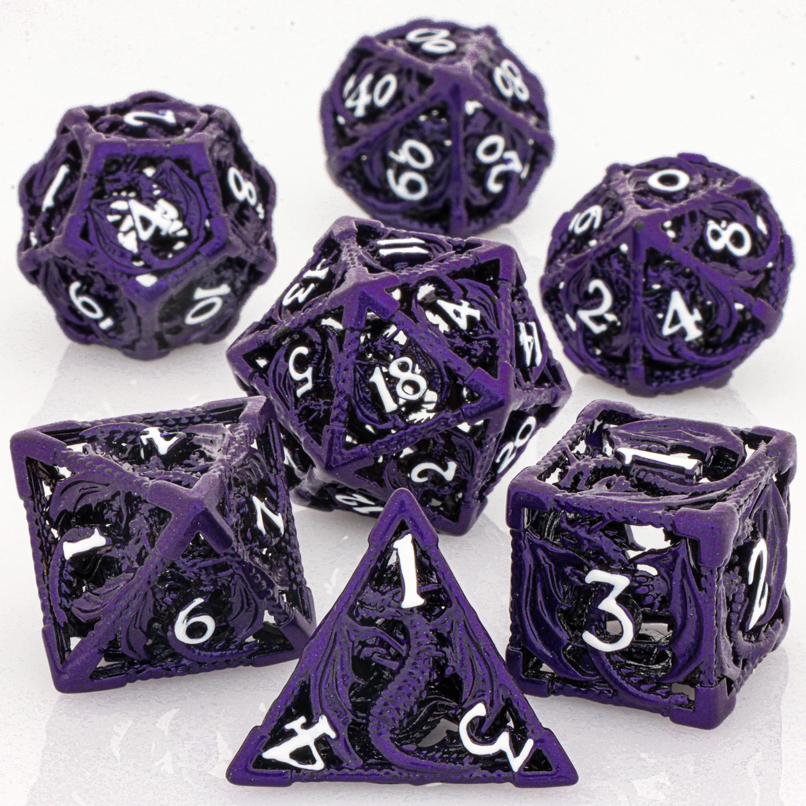 

Purple DnD Metal Dragon D&D Dice Set for Dungeons and Dragons, Polyhedral Dice Set, Metal Dragon d and d Dice Gifts, RPG Dice