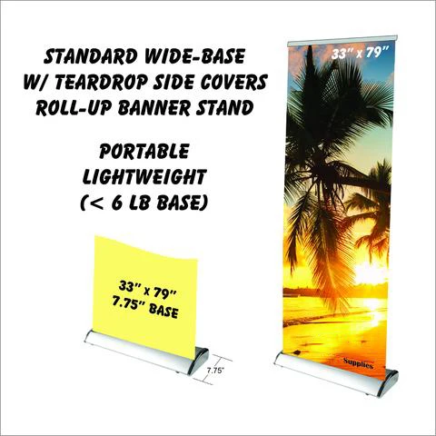 Ready To Ship Customized Trade Show Banner 85x200cm Wide Base Portable Retractable Roll up Banner