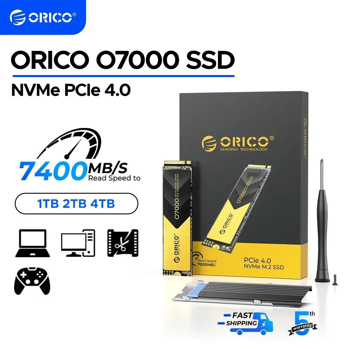 

Top! ORICO PCIe4.0 M.2 NVMe SSD PS5 Gaming 7400MB/S Internal Solid State Drive M Key 2280 SSD for Content Creators 1TB/2TB/4TB O