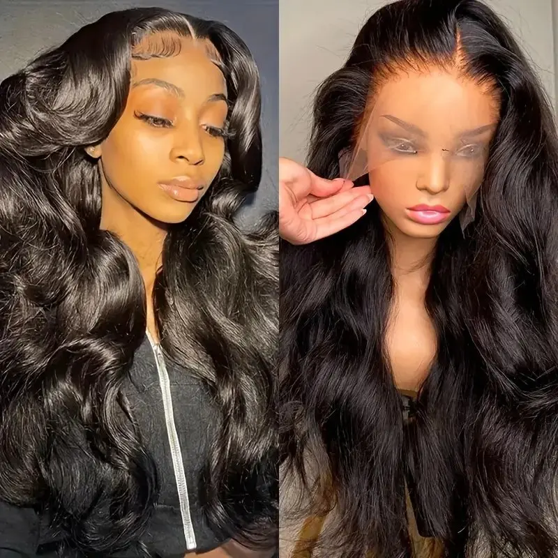 Rosabeauty Nature Color HD Body Wave 13X6 Transparent Lace Frontal Wig 13X4 Front Human Hair Glueless Wig 250% Density