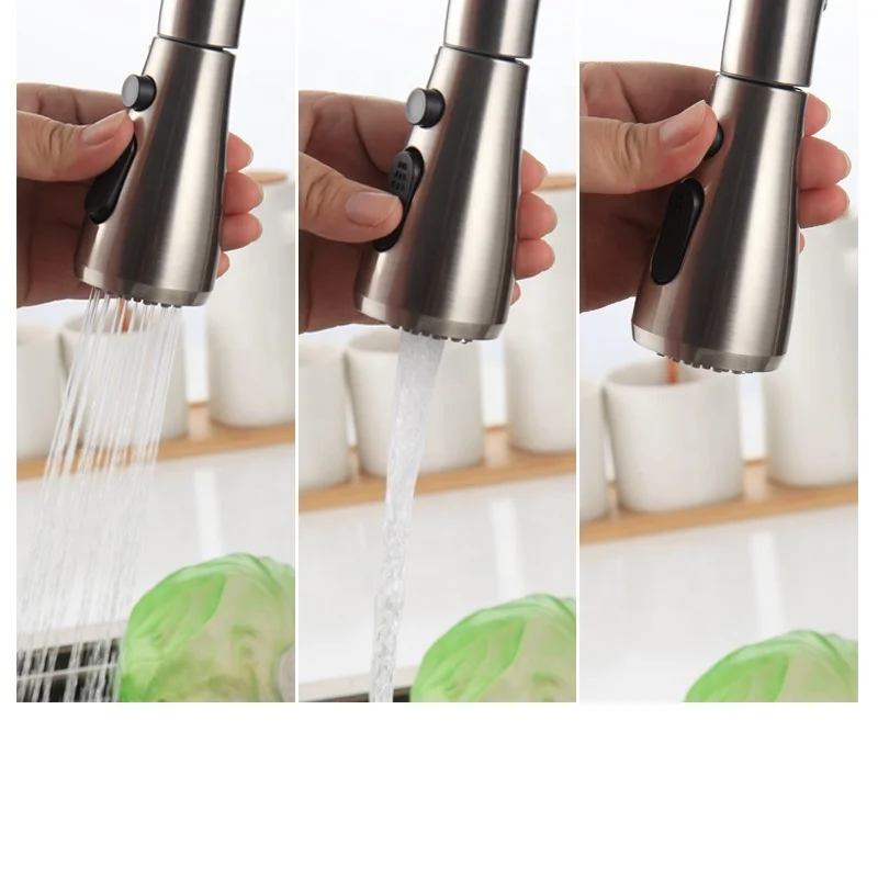 Grifo de cocina Mezclador extraíble de una sola manija de dos funciones Grifos de agua fría y caliente Montado en cubierta Cromo