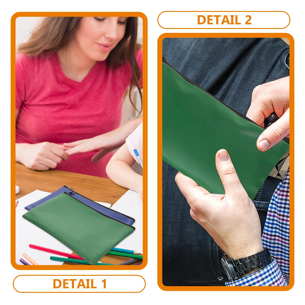 2 Pcs Waterproof Deposit Bag Folder Documents Envelope File Pouches Folders for