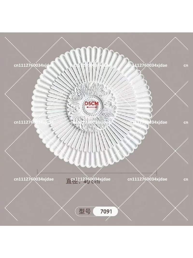 French Round Plaster Ceiling Medallion Lamp Base Decorative Line Disc for Living Room Chandelier Mount