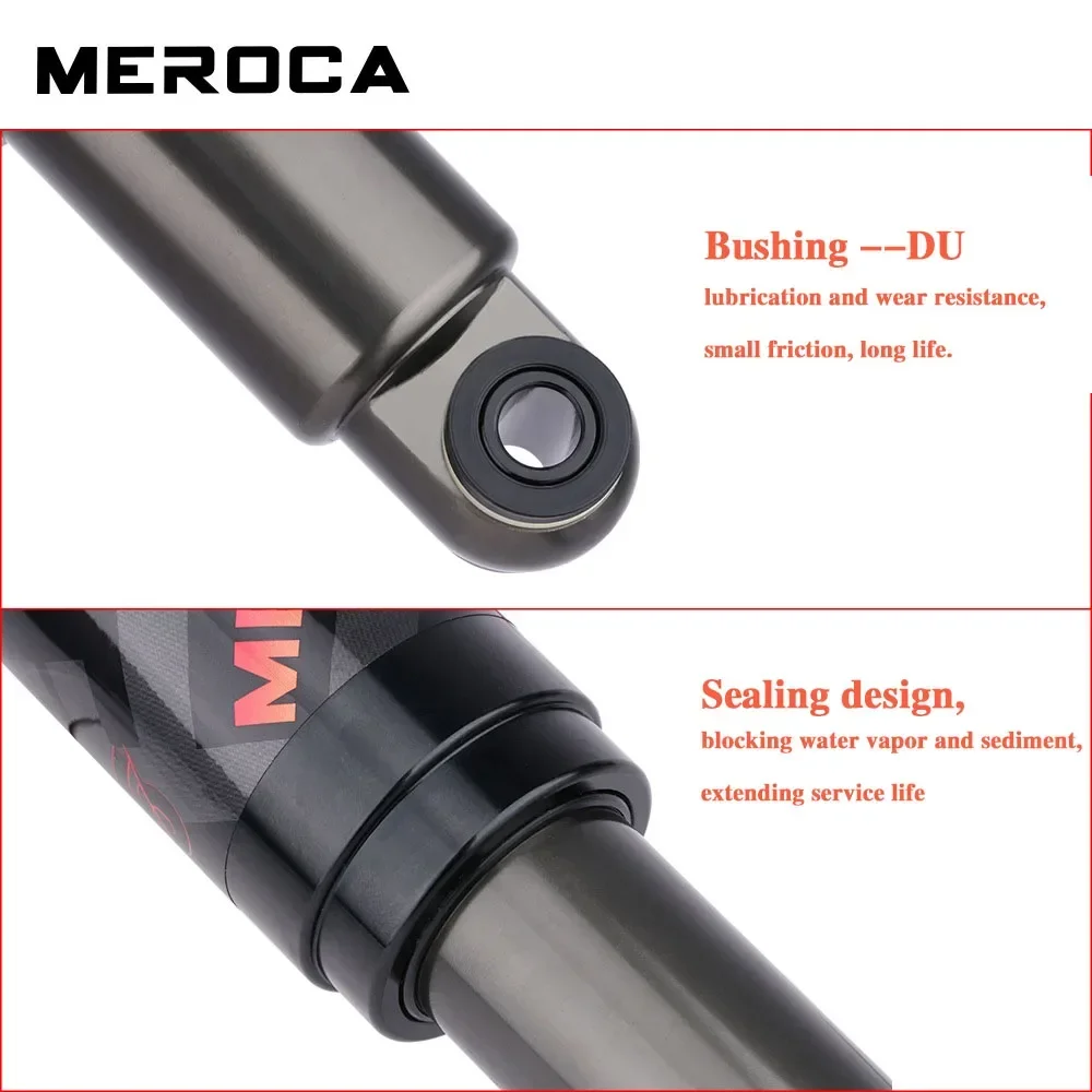 MEROCA Bicycle Air rear shock absorber 125mm/150mm/165mm/190mm/200mm Scooter MTB Mountain Bicycle adjustable Rear Shock