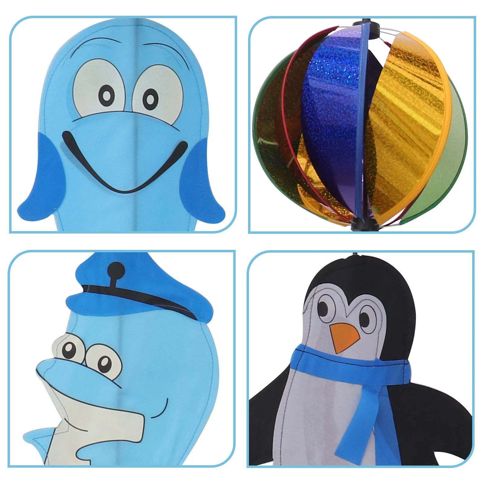 

3Pcs Dolphin Top Ball Outdoor Garden Decor Funny 3D Cloth Pinwheel Decoration Lawn Party Kindergarten Activity Yard Decor