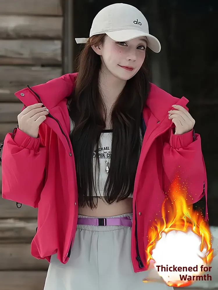 

Trendy Casual ort Cotton Jaet Women's Winter New Loose Fce Lined Thi Warm Cotton Coat Outerwear Korean Sle