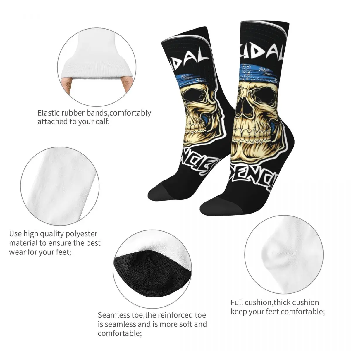 Harajuku Men's Socks Suicidal Tendencies Band Merch Comfortable Punk Graphic Dress Socks All Seasons