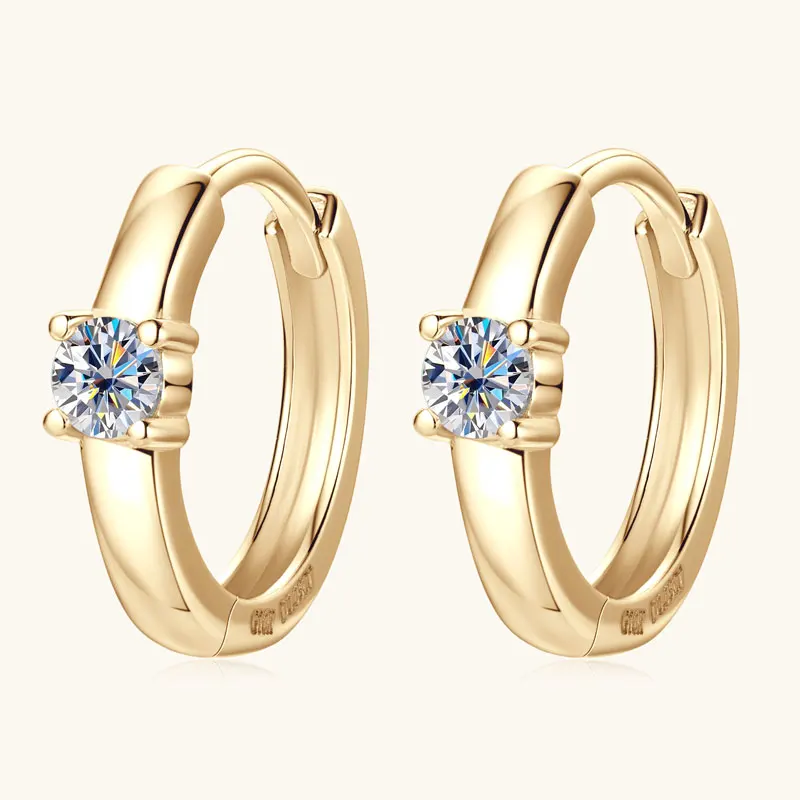 

IOGOU 100% 10k Gold Moissanite Hoop Earrings Wedding Engagement Earrings for Women Small Hoop Huggie GRA Certified Fine Jewelry