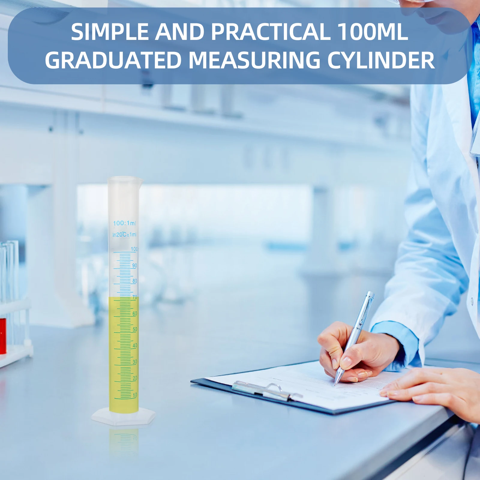 

100Ml Transparent Plastic Graduated Measuring Cylinder Food-Grade Polypropylene Lab Test Equipment Non-Wetting Interior Accurate