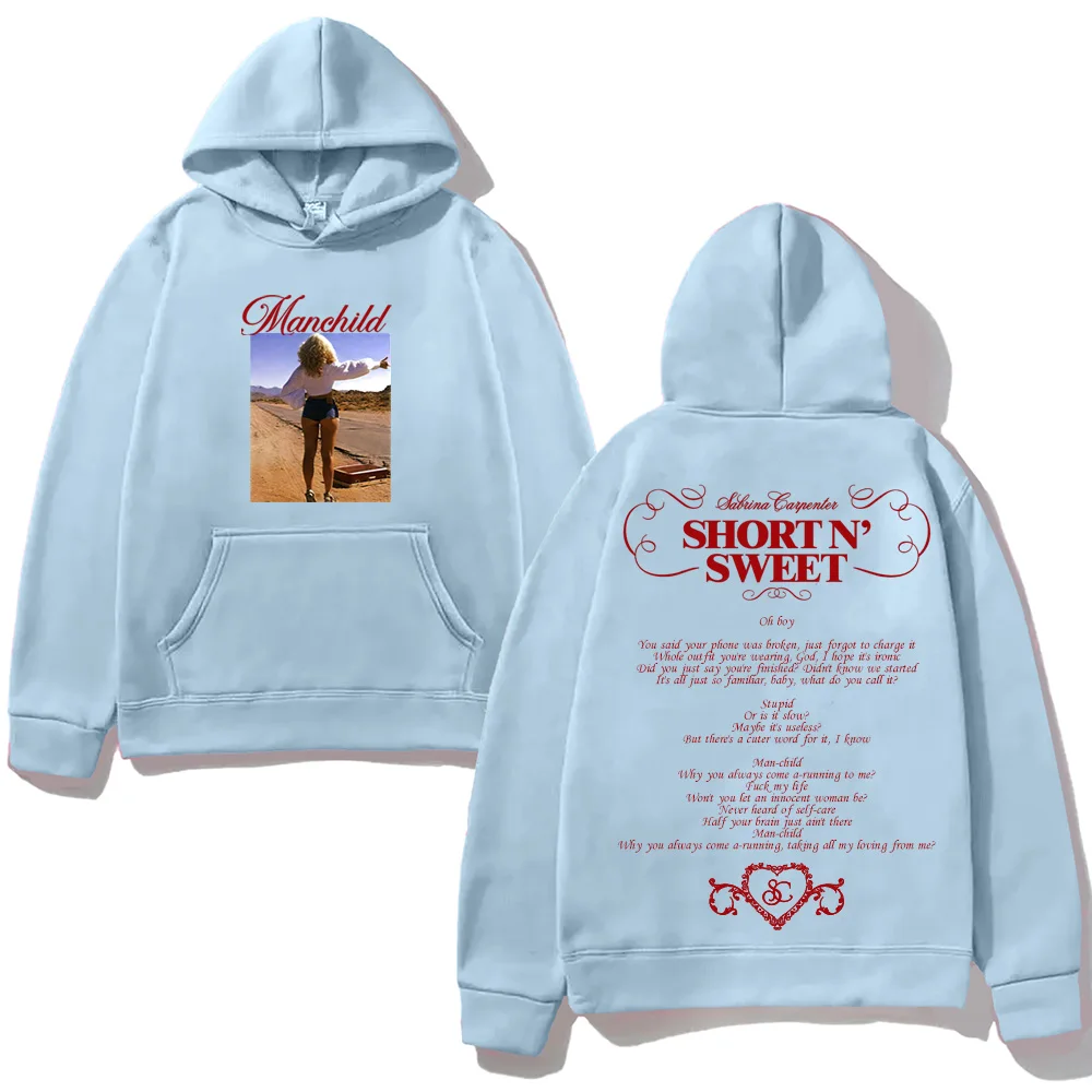 Sabrina Carpenter - Manchild Fashion Hooded with Pocket Grunge Comfortable Sweatshirts Sleeve Gothic Clothes Moletom Punk Hoody