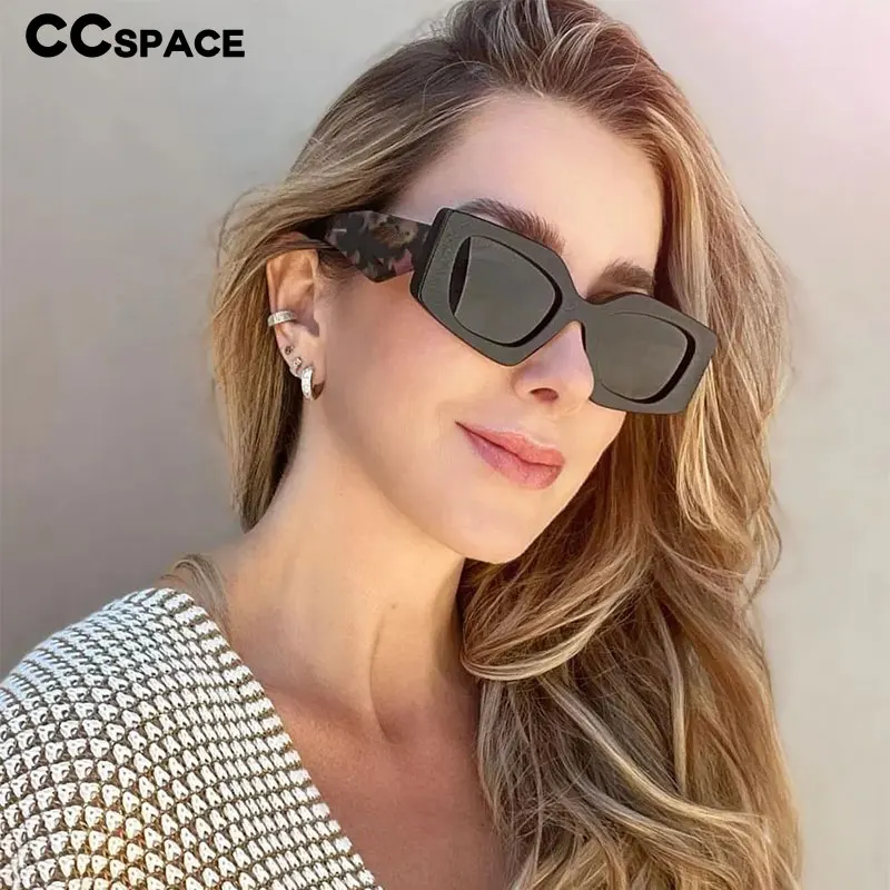 Gafas de sol rectangulares con forma de ojo de gato para hombre y mujer, lentes de sol de pierna ancha con montura grande, UV400, estilo Retro, a la moda, 53368