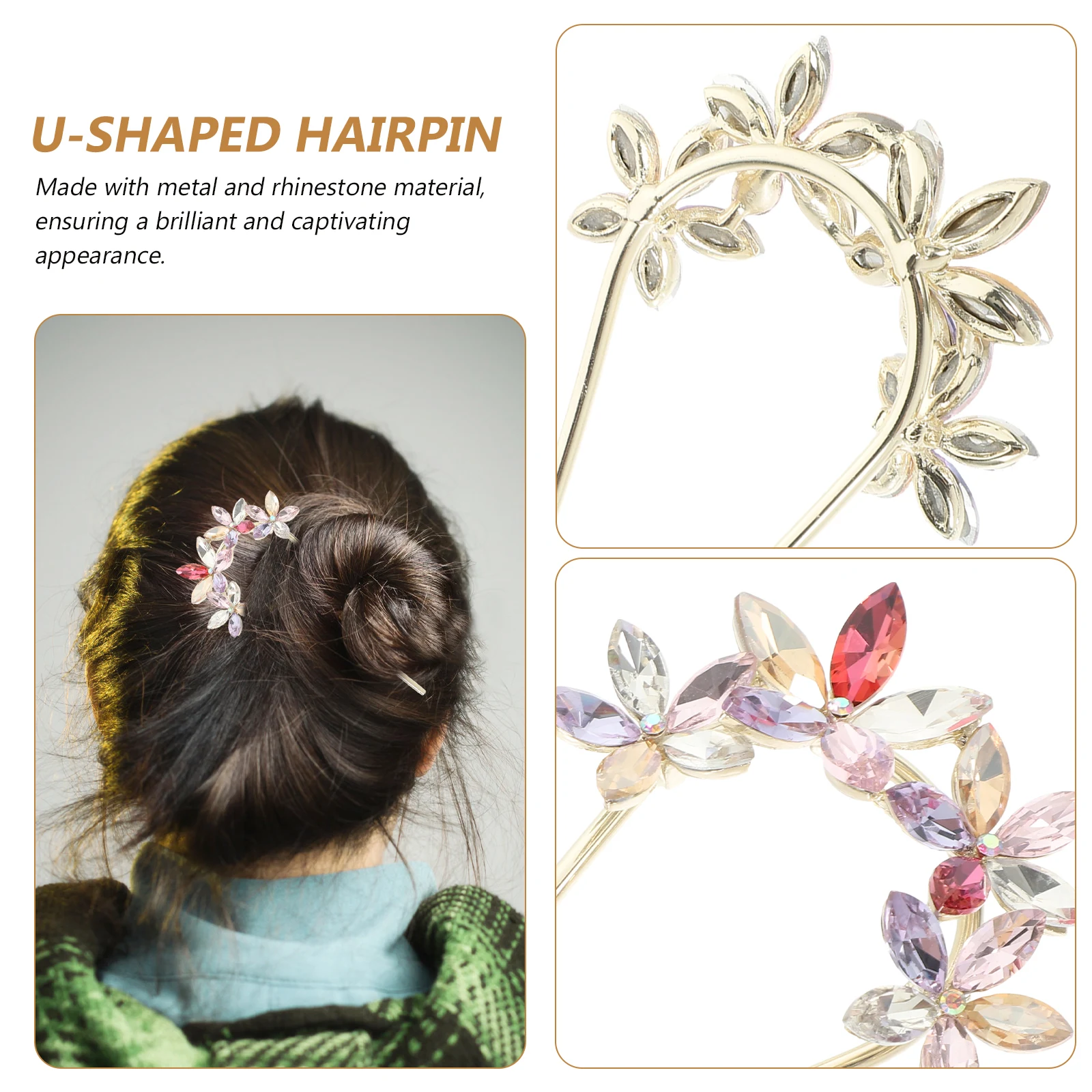 

U Shape Rhinestone Hairpin Chignon Pin Wedding Bridal Accessories Sparkling Bridesmaid Headpiece Elegant Hair Decoration For