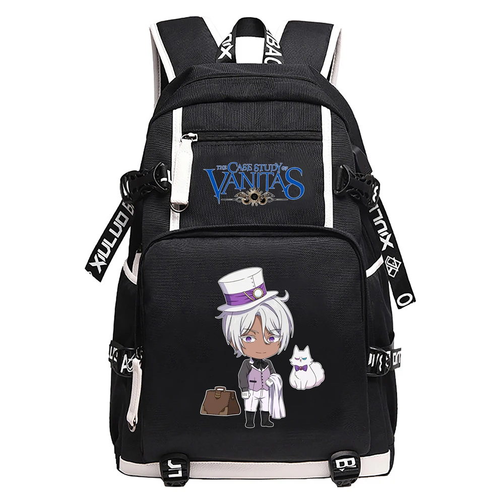 The Case Study of Vanitas Oxford Travel Backpack Anime School Bags Cartoon Bookbag USB Charging Laptop Backpack Kawaii Rucksack