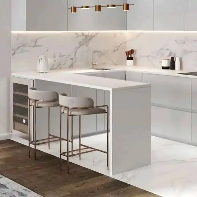 Stools Kitchen Bar Chairs Island Luxury High Nordic Modern Simple Backrest Aesthetic Standing Sgabello Cucina Kitchen Furniture view 3