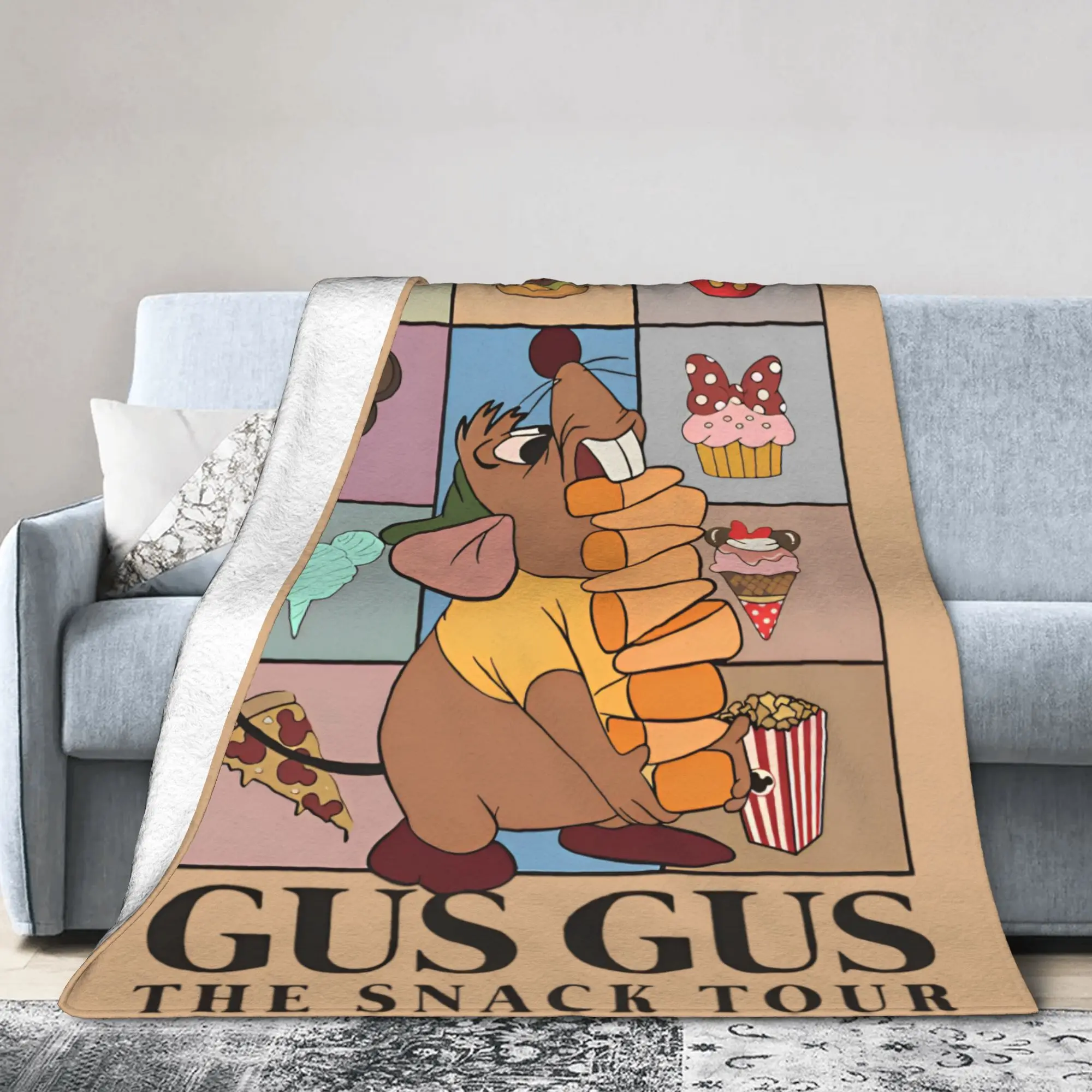 

Флисовое одеяло Золушки Gus the Mouse The Snack Tour, потрясающие одеяла для покрывала, теплые 150*125 см