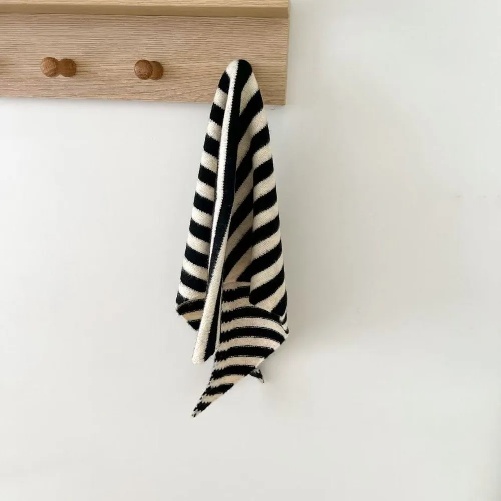 New Striped Knitted Triangular Scarf Soft Multi-functional Shawl Coldproof Imitation Wool Headscarf Boys and Girls