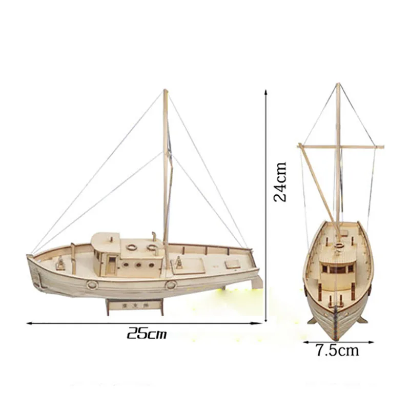 1/30 DIY Wooden Sailboat Model NXOS Fishing Boat Assembly Kit Puzzle Toy Sailboat Model Children's Toy Gift