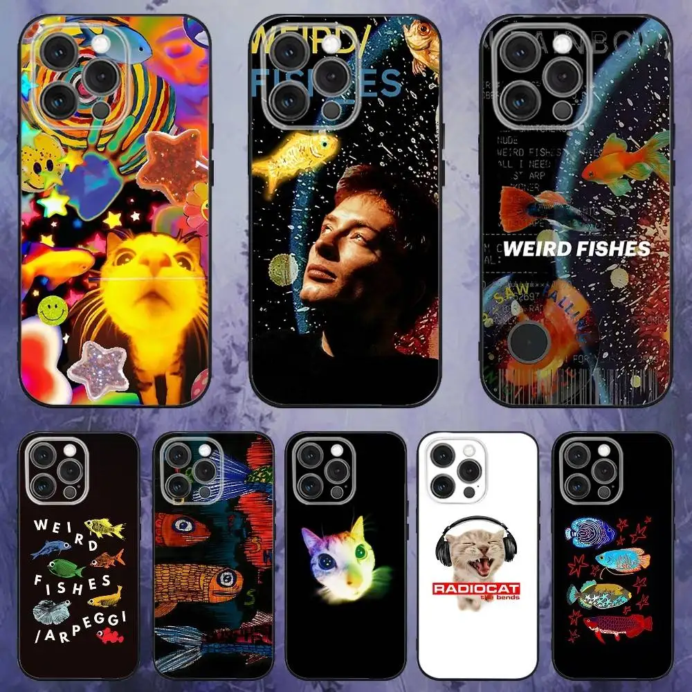 

R-Radiohead Rainbow Fish Cat Phone Case For iPhone 17,16,15,14,13,12,Pro,Max,Plus,E,SE4,Air,Mini Black Soft Box