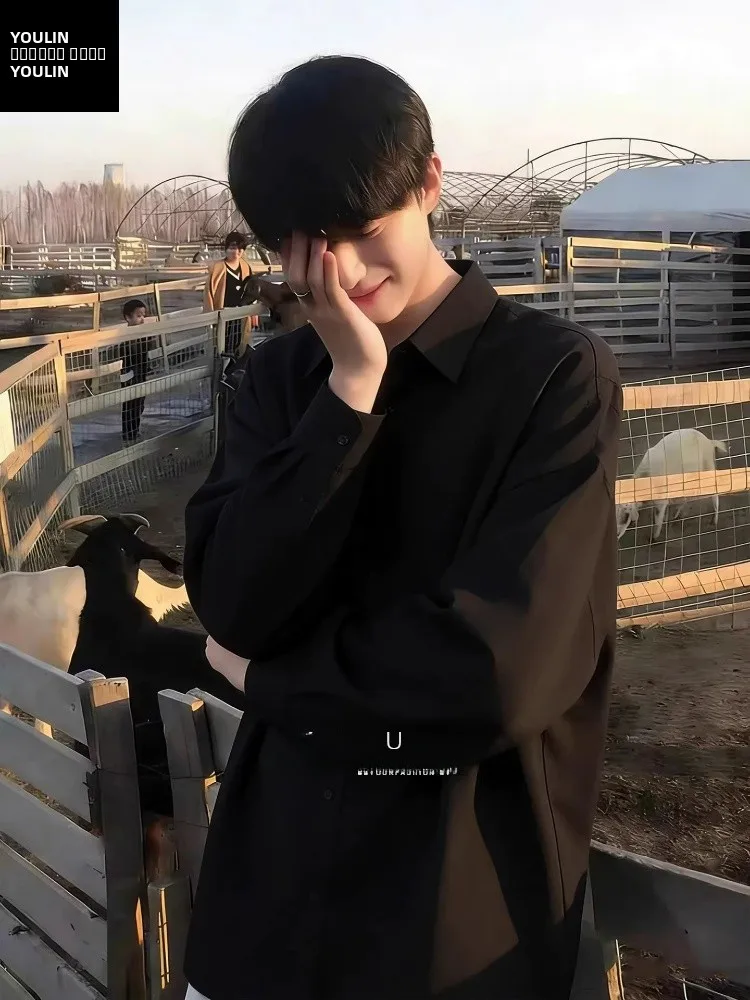 

Мужская рубашка Cleanfit Bla с длинным рукавом, осенне-зимний костюм, неаполитанский стиль, внутренняя рубашка, кардиган, верхняя одежда, приталенный крой, повседневный стиль