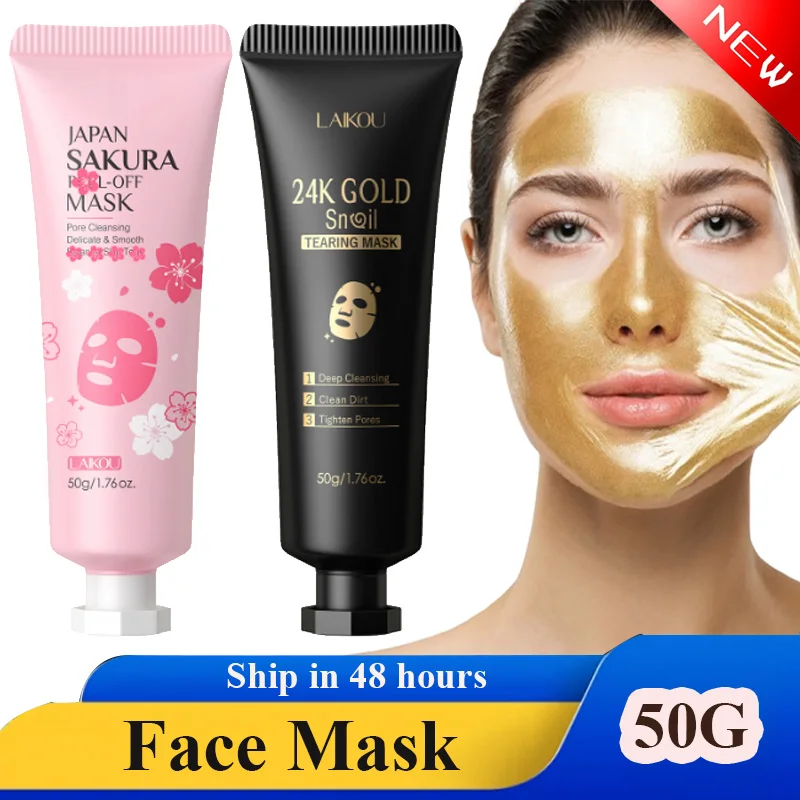 

LAIKOU 24K Gold Sakura Peeling Face Mask Anti Wrinkle Blackhead Removal Facial Tear Off Mask Skin Care Products Hose Facial Mask